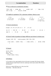 Soustraction - Exercices - Calculs : Primaire 5 - PDF à imprimer