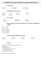 Multiplication d'un nombre décimal et d'un nombre entier - Exercices - Calculs : Primaire 5 - PDF à imprimer