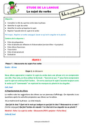 Le sujet du verbe - Étude de la langue - Séquence - Fiche de préparation : Primaire 2 - PDF à imprimer