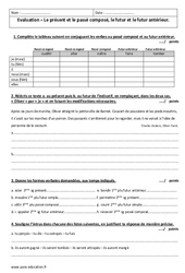 Temps composés + Présent - Examen Evaluation avec le corrigé : Secondaire 2 - PDF à imprimer