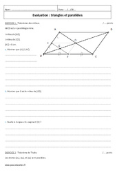 Triangles et parallèles - Examen Contrôle : Secondaire 2 - PDF à imprimer