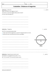 Distances et tangentes - Examen Contrôle : Secondaire 2 - PDF à imprimer