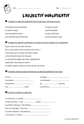 Adjectif qualificatif - Exercices avec le corrigé : Primaire 4 - PDF à imprimer