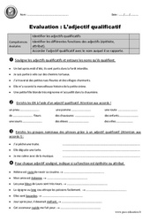 Adjectifs qualificatifs - Examen Evaluation avec le corrigé : Primaire 4 - PDF à imprimer
