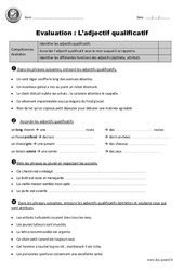 Adjectif qualificatif - Examen Evaluation avec le corrigé : Primaire 5 - PDF à imprimer