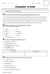 Verbe - Examen Evaluation - Bilan  : Primaire 4 - PDF à imprimer