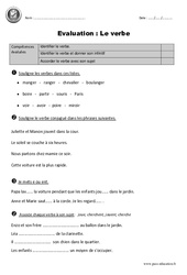 Verbe - Examen Evaluation - Bilan : Primaire 2 - PDF à imprimer