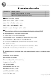 Verbe - Examen Evaluation - Bilan : Primaire 5 - PDF à imprimer
