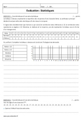 Statistiques - Examen Contrôle  : Secondaire 3 - PDF à imprimer