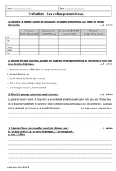 Verbes pronominaux - Examen Contrôle  : Secondaire 2 - PDF à imprimer