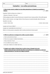 Forme pronominale - Verbes pronominaux - Examen Evaluation : Secondaire 2 - PDF à imprimer