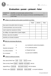 Passé, présent, futur - Examen Evaluation - Bilan : Primaire 2 - PDF à imprimer