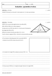 Cônes et Pyramides - Examen Evaluation : Secondaire 2 - PDF à imprimer
