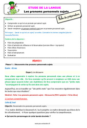 Pronoms personnels sujets - Étude de la langue - Séquence - Fiche de préparation : Primaire 2 - PDF à imprimer