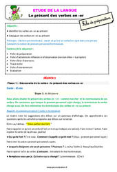 Présent des verbes en - er - Étude de la langue - Séquence - Fiche de préparation : Primaire 2 - PDF à imprimer