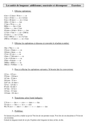 Unités de longueur- Fiches Additionner, soustraire et décomposer - Exercices - Mesures : Primaire 5 - PDF à imprimer