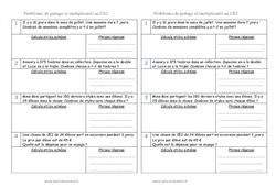 Partage - Multiplicatifs - Problèmes : Primaire 3 - PDF à imprimer