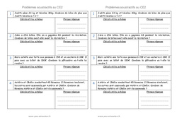Soustractifs - Problèmes : Primaire 3 - PDF à imprimer