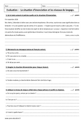 Niveaux de langage - Situation d’énonciation - Examen Evaluation avec le corrigé : Secondaire 2 - PDF à imprimer