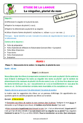 Le singulier, pluriel du nom - Étude de la langue - Séquence - Fiche de préparation : Primaire 2 - PDF à imprimer