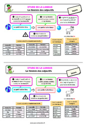 Le féminin des adjectifs - Étude de la langue - Cours, Leçon : Primaire 3 - PDF à imprimer