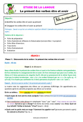 Présent des verbes être et avoir - Étude de la langue - Séquence - Fiche de préparation : Primaire 2 - PDF à imprimer