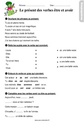 Présent des verbes être et avoir - Étude de la langue - Exercices avec les corrigés : Primaire 2 - PDF à imprimer