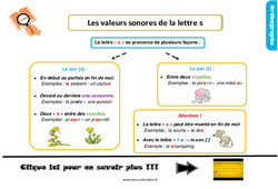 Les valeurs sonores de la lettre s - Cours, Leçon, trace écrite : Primaire 2 - PDF à imprimer