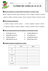 Le futur des verbes en - er/ - ir - Étude de la langue - Exercices avec les corrigés : Primaire 3 - PDF à imprimer