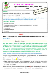 Le présent des verbes aller, venir, dire, faire - Étude de la langue - Séquence - Fiche de préparation : Primaire 2 - PDF à imprimer