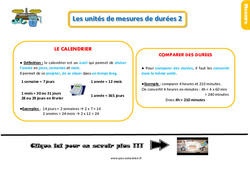 Les unités de mesures de durées - Cours, Leçon, trace écrite : Primaire 2 - PDF à imprimer