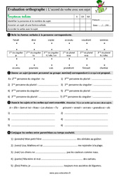 L'accord du verbe avec son sujet - Étude de la langue - Examen Evaluation avec les corrigés : Primaire 3 - PDF à imprimer