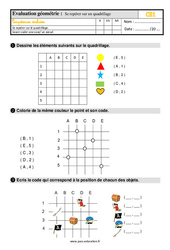 Se repérer sur un quadrillage - Évaluation, bilan : Primaire 2 - PDF à imprimer