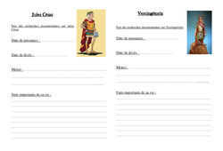 Jules César et vercingétorix - Antiquité- Fiches Exercices - Fiche documentaire : Primaire 3 - PDF à imprimer