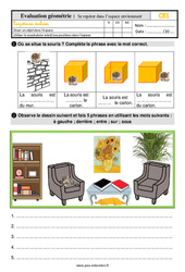 Se repérer dans l’espace environnant - Évaluation, bilan : Primaire 2 - PDF à imprimer
