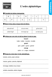 L'ordre alphabétique - Exercices, révisions : Primaire 2 - PDF à imprimer