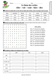 Le futur des verbes - Fiches aller, venir, voir, dire, faire - Étude de la langue - Exercices avec les corrigés : Primaire 3 - PDF à imprimer