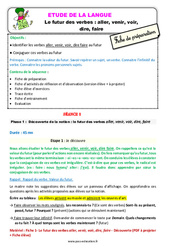 Le futur des verbes - Fiches aller, venir, voir, dire, faire - Étude de la langue - Séquence - Fiche de préparation : Primaire 3 - PDF à imprimer
