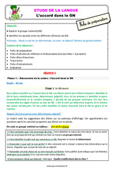 Accord dans le groupe nominal (GN) - Étude de la langue - Séquence - Fiche de préparation : Primaire 2 - PDF à imprimer