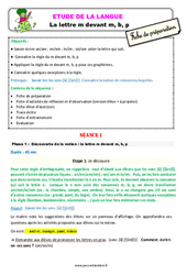 La lettre m devant m, b, p - Étude de la langue - Séquence - Fiche de préparation : Primaire 2 - PDF à imprimer