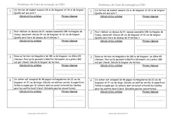 Aire du rectangle - Problèmes de mesures : Primaire 4 - PDF à imprimer