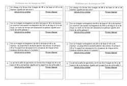 Aire du triangle - Problèmes de mesures : Primaire 4 - PDF à imprimer