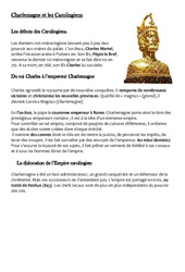 Charlemagne et les Carolingiens - Cours, Leçon - Moyen âge : Primaire 4 - PDF à imprimer