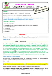 L’imparfait des verbes en - er/ - ir - Étude de la langue - Séquence - Fiche de préparation : Primaire 3 - PDF à imprimer
