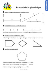 Vocabulaire géométrique - Exercices, révisions : Primaire 2 - PDF à imprimer