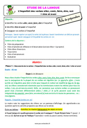 L’imparfait des verbes aller, venir, faire, dire, voir + être et avoir - Étude de la langue - Séquence - Fiche de préparation : Primaire 2 - PDF à imprimer