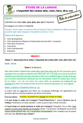 L’imparfait des verbes aller, venir, faire, dire, voir - Étude de la langue - Séquence - Fiche de préparation : Primaire 3 - PDF à imprimer