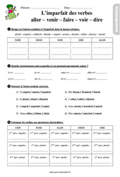 L’imparfait des verbes aller, venir, faire, dire, voir - Étude de la langue - Exercices avec les corrigés : Primaire 3 - PDF à imprimer