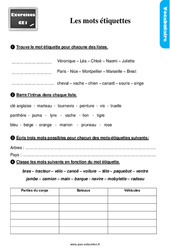 Mots étiquettes - Exercices, révisions : Primaire 2 - PDF à imprimer