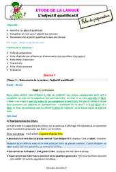 L’adjectif qualificatif - Étude de la langue - Séquence - Fiche de préparation : Primaire 2 - PDF à imprimer